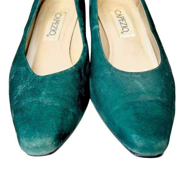 VINTAGE Emerald Green Regency Court Shoe Kitten Block Pump 7.5 Fairy Cottagecore - Picture 5 of 11